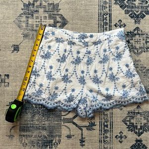 Aqua Scalloped Eyelet Shorts